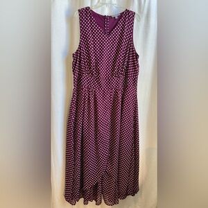 Jessica London Georgette Flyaway Maxi Dress - Dark berry polkadot size 18W